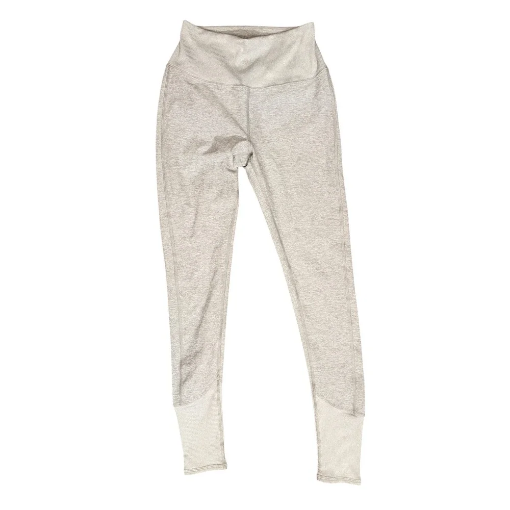 Alo Yoga Alosoft Lounge Leggings High Waisted Ribbed Cuff Heather Gray Small